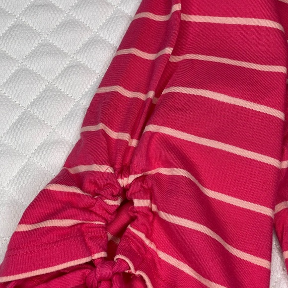 Talbots Cotton Pink Ruched Sleeve V Neck Tee - Picture 7 of 9